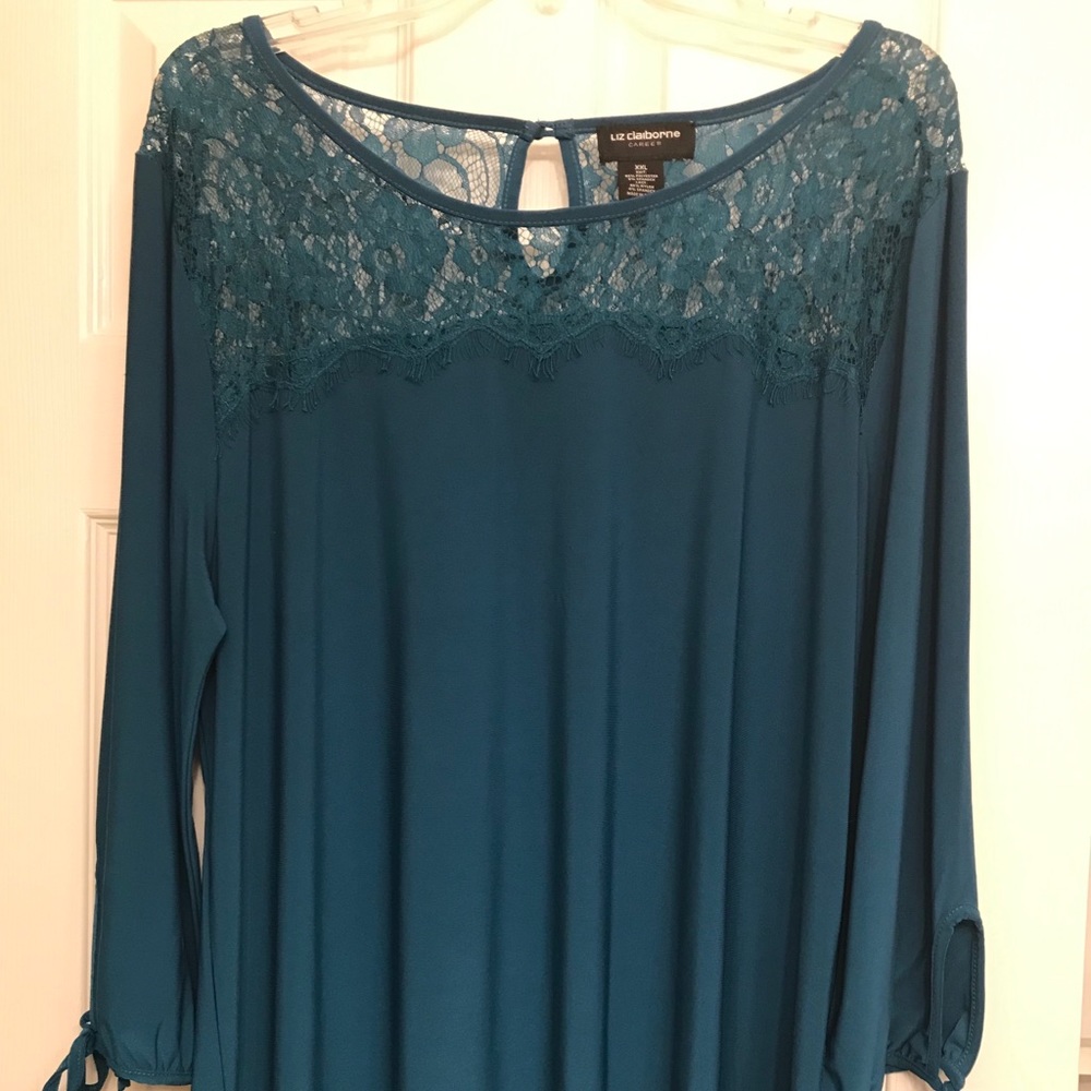 Liz Claiborne Teal Lace Top